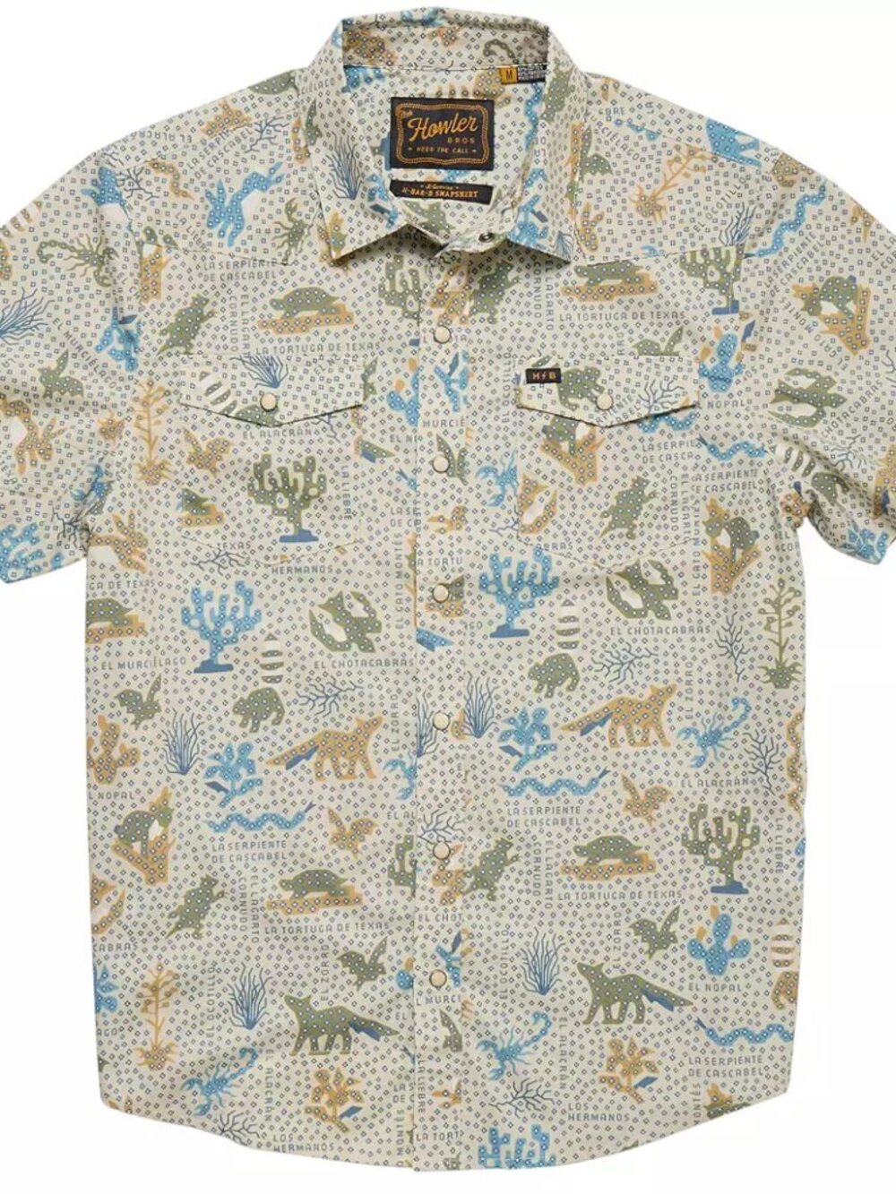 Howler Brothers Men's H Bar B S/S Snapshirt Size M NWOT Beige desert print